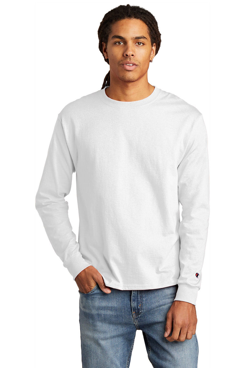 Champion Heritage 5.2-Oz. Jersey Long Sleeve Tee CC8C | White