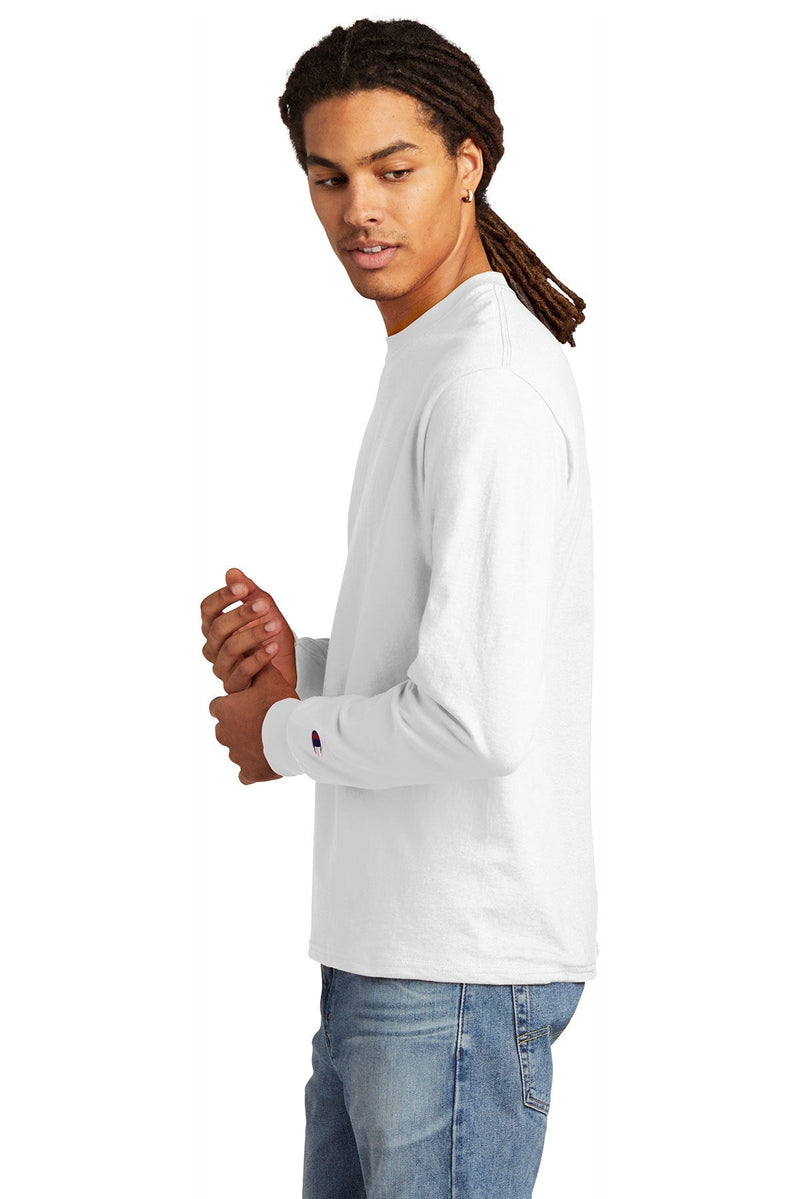 Champion Heritage 5.2-Oz. Jersey Long Sleeve Tee CC8C | White