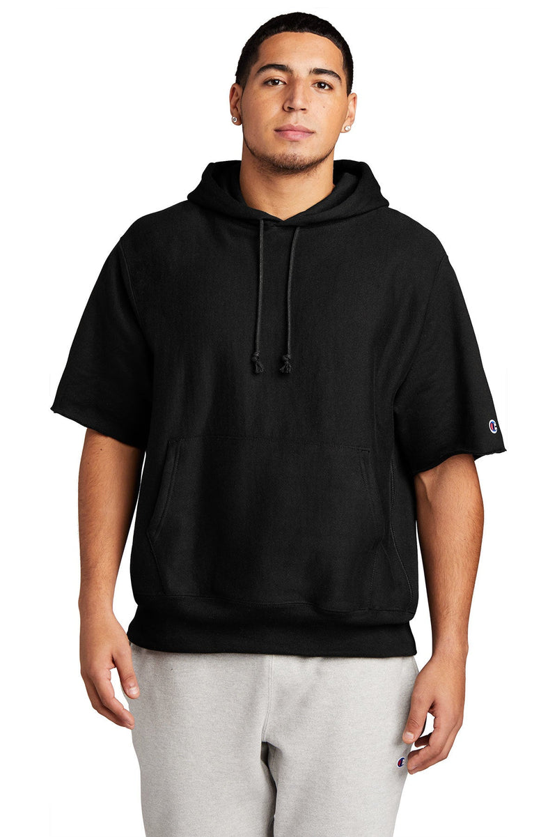 Champion Reverse Weave Short Sleeve Hooded Sweatshirt S101SS | Black