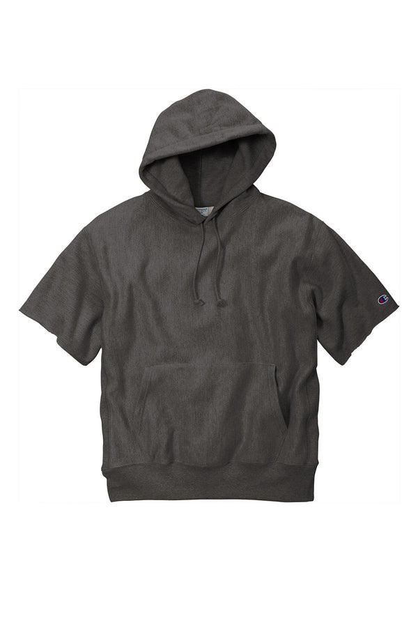 Champion Reverse Weave Short Sleeve Hooded Sweatshirt S101SS | Charcoal Heather