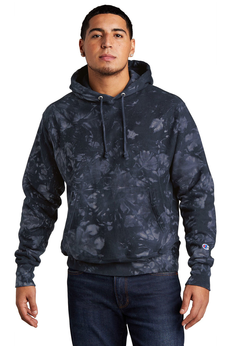 Copy of Champion Reverse Weave Scrunch-Dye Tie-Dye Hooded Sweatshirt. TDS101 | Navy