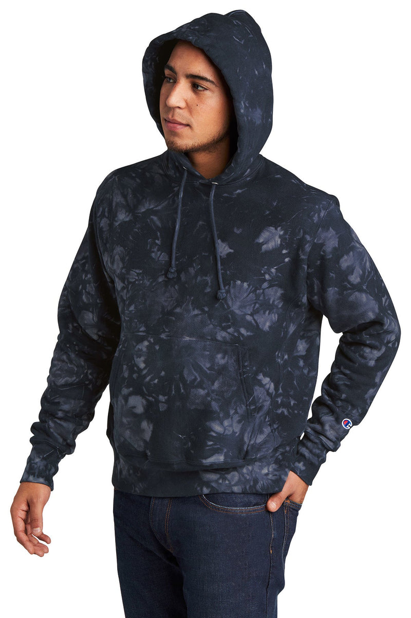 Copy of Champion Reverse Weave Scrunch-Dye Tie-Dye Hooded Sweatshirt. TDS101 | Navy