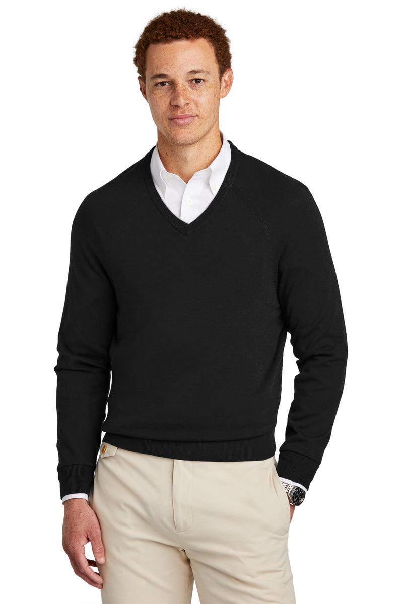 Brooks Brothers Cotton Stretch V-Neck Sweater | Black | BB18400