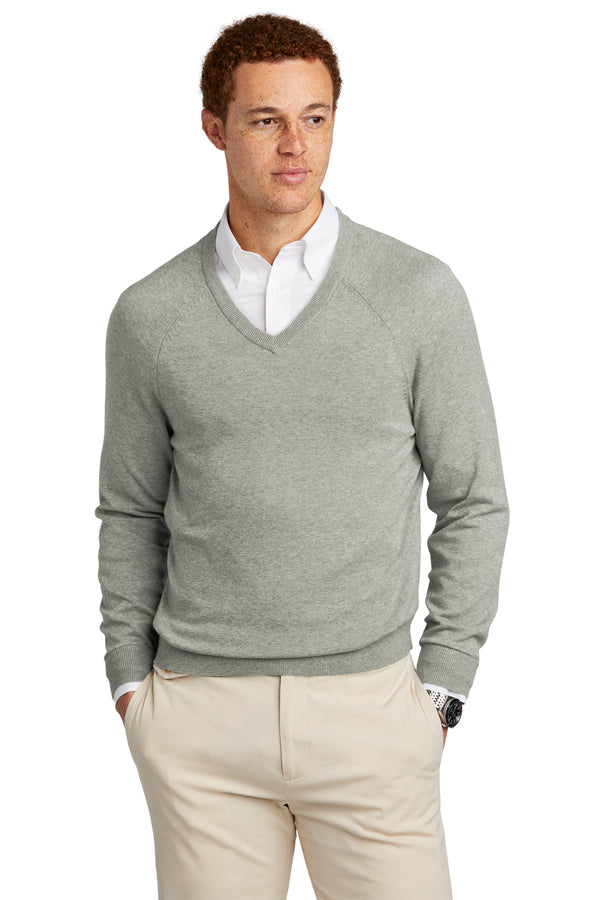 Brooks Brothers Cotton Stretch V-Neck Sweater | Grey | BB18400