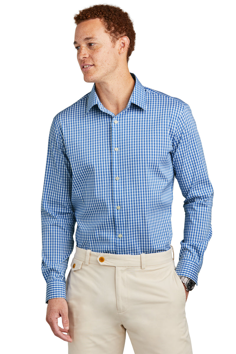 Brooks Brothers Tech Stretch Patterned Shirt | BB18006 | Charter Blue Check