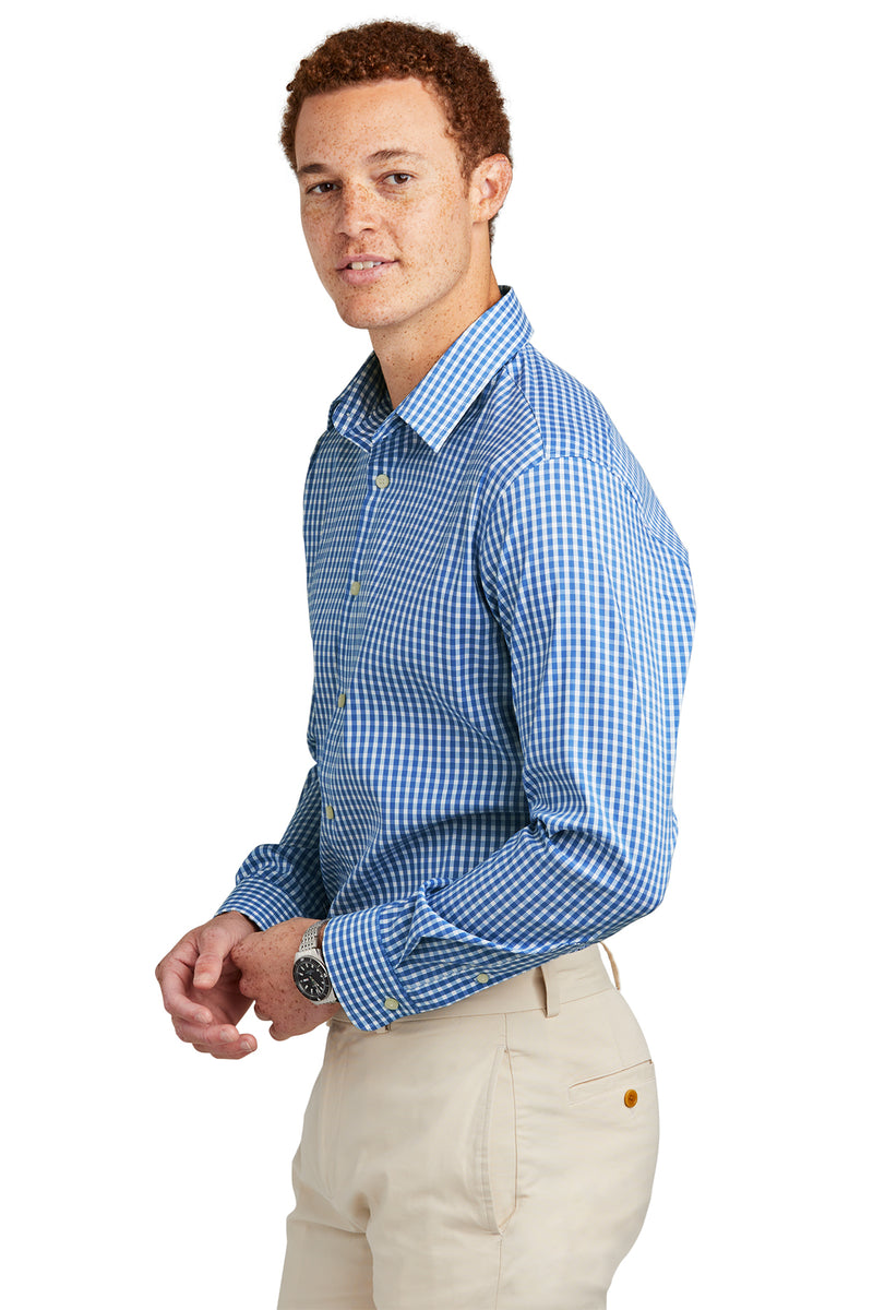 Brooks Brothers Tech Stretch Patterned Shirt | BB18006 | Charter Blue Check