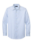 Brooks Brothers Tech Stretch Patterned Shirt | BB18006 | White Newport Blue Grid Check