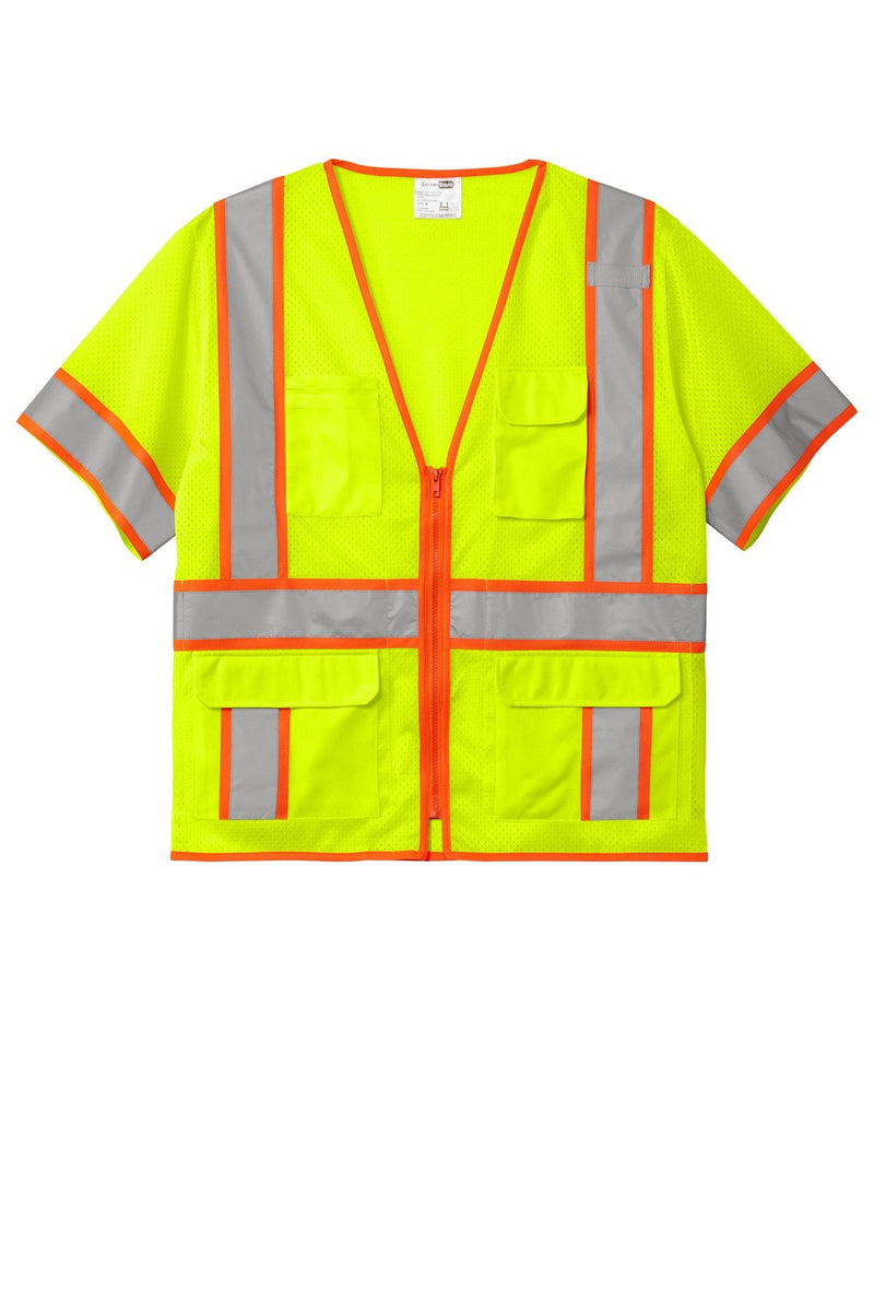 CornerStone ANSI 107 Class 3 Surveyor Mesh Zippered Two-Tone Short Sleeve Vest. CSV106