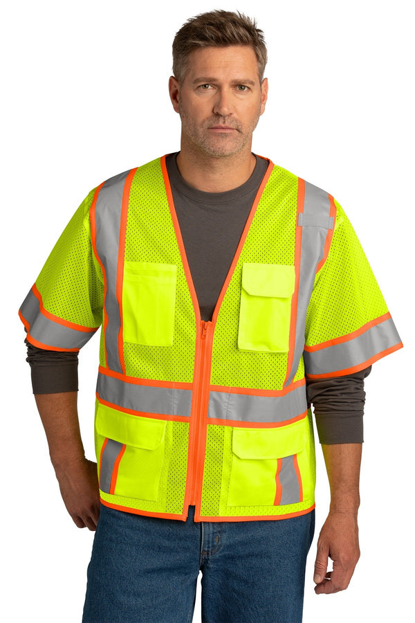 CornerStone ANSI 107 Class 3 Surveyor Mesh Zippered Two-Tone Short Sleeve Vest. CSV106