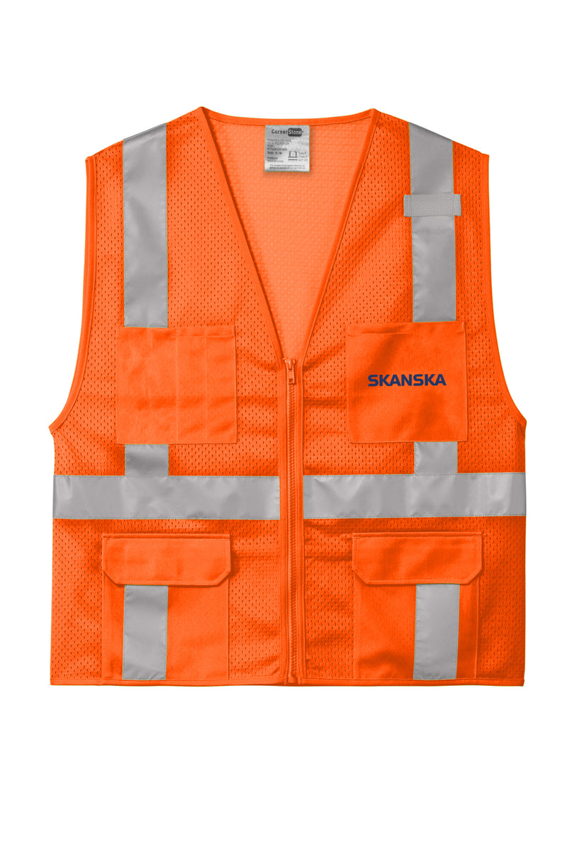 Skanska Original ANSI 107 Class 2 Mesh Six-Pocket Zippered Vest