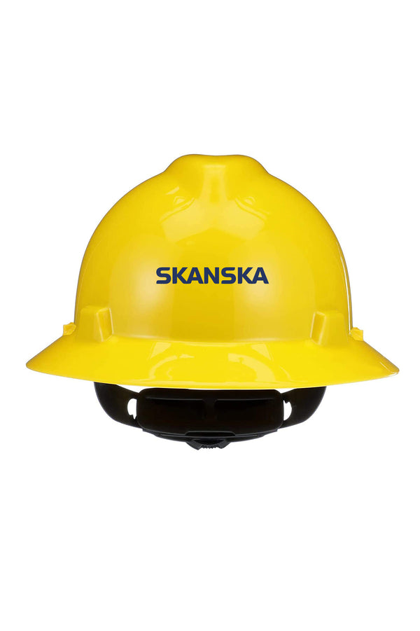 Skanska Original V-Gard Full-Brim Hard Hat with Suspension - Polyethylene Shell, Superior Impact Protection and Self Adjusting Crown Straps - Standard Size Hard Hat